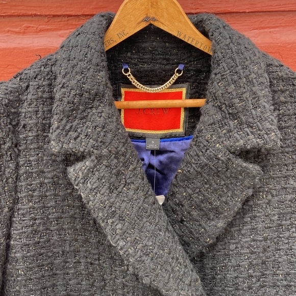 J. Crew Lady Jacket in Italian Lurex Tweed Double-Breasted Peacoat Womens Size S - Picture 4 of 13